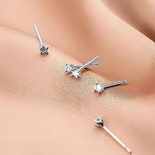 COZLANE 2 MM Stainless Steel Small Stud Earrings For Women Men Silver Cubic Zirconia Tiny Earrings Studs Hypoallergenic Earrings Sets For Women Multipack (10 Pairs,4 Pong Round)