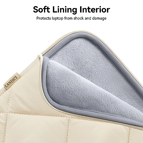 LANDICI Puffy Laptop Sleeve for 13-13.6 inch MacBook Air M3/A3113 2024, M2/A2681 M1/A2337, MacBook Pro M2 M1/A2338 2024-2016, iPad Pro 12.9, Laptop Carrying Case with Accessories Pouch, Apricot