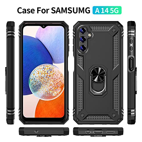 for Samsung A14 5G Case, Galaxy A14 5G Case with HD Screen Protector, Military Grade Protective Cases with Ring for Samsung Galaxy A14 5G (Army Green)