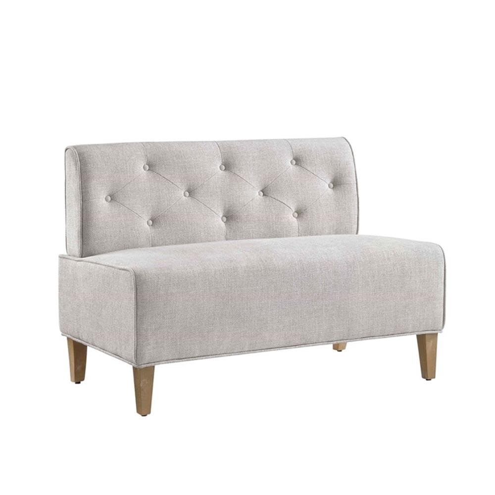Powell Linon Hale Tufted Back Fully Upholstered Corner Nook Bench in Light Grey