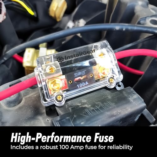 InstallGear 0/2/4 Gauge AWG in-Line ANL Fuse Holder with 100 Amp Fuse | Inline Fuse Holder - No Wire Terminals Needed | 100 Amp Fuse Block, Fuse Box, Automotive Fuse Block