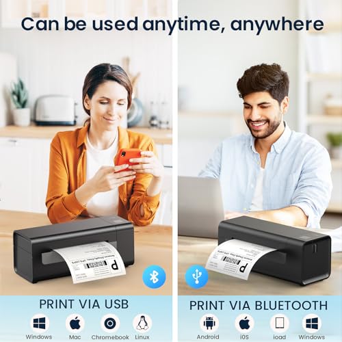 Thermal-Label-Printer-Shipping label printer for small business 4x6 Bluetooth thermal printer 300mm/s Compatible Windows,Mac,iOS, Android,desktop printer labels maker Used for Amazon,Shopify,Ebay