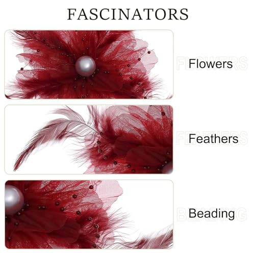 Taouzi Fascinators Hats for Women Tea Party Pink Purple Gold Fascinators Flower Mesh Ribbons Feathers on a Headband and a Clip Tea Party Headwear for Women Style 1