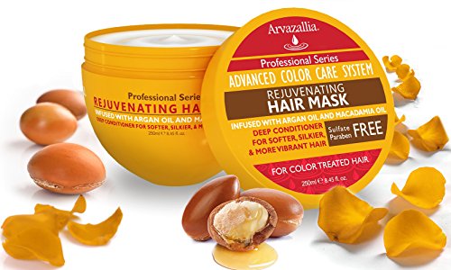 Arvazallia Rejuvenating Hair Mask and Deep Conditioner For Color Treated Hair with Argan Oil and Macadamia Oil Sulfate Free & Paraben Free