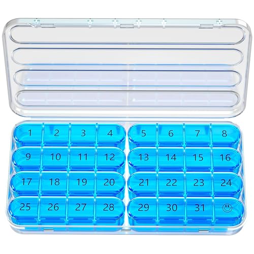 Zoksi Monthly Pill Organizer 1 Times a Day, 30 Day Pill Box Organizer,One Month Pill Case for Travel, 31 Day Daily Medcine Container for Vitamins, Supplement & Medication(Black)