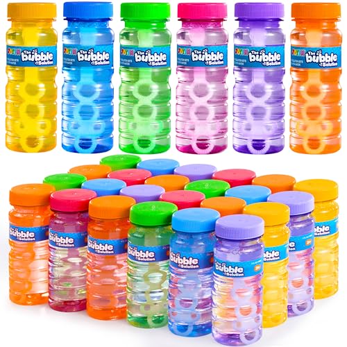 JOYIN Bubble Bottles 6/12/24/36PCS (4oz Solution), Bubbles for Toddlers 1-3, Blow Bubbles Solution Wand Bulk for Party Favors for Kids, Toddler Summer Outdoor Toys Gift for Kids (6)