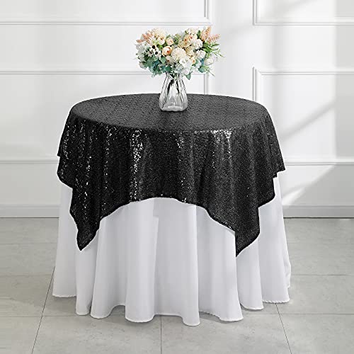 Pufogu 50"x50" Pink Sequin Tablecloth Square Glitter Pink Table Cloths for Birthday Wedding Bridal Baby Shower Party Decorations