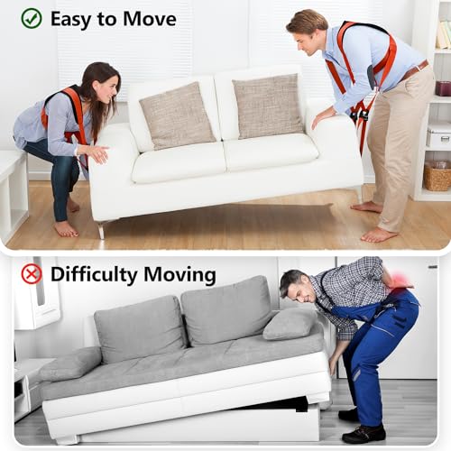 KEDSUM Moving Straps & Lifting Straps, 2-Person Lifting Straps Moving, Anti-Slip Adjustable Lifting Straps Dolly for Move and Carry Furniture, Appliances, Mattresses, Hold Up to 800lbs, Medium Size