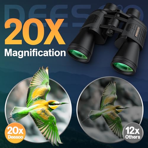 High Power Binoculars for Adults - 20x52 HD Large View Binoculars with Low Light - Professional Binoculars for Bird Watching Hunting Stargazing Football Travel Cruise Outdoor Sports with Carrying Bag