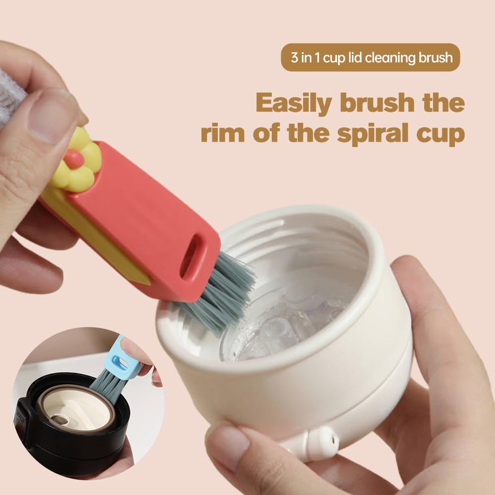 3PCS 3 in 1 Cup Lid Cleaning Brush,2024 Newest Water Bottle Crevice Cleaning Brush for Bottle Gap Tight Spaces Cup,3 in 1 Multi-Functional Cleaning Brush Portable Cup Lid Cleaning with Brush (3PCS)