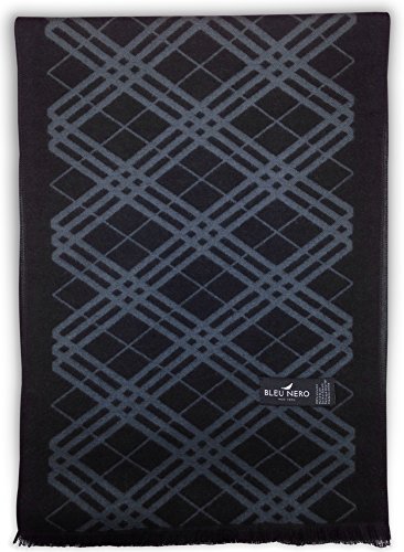 Livativ Bleu Nero Luxurious Winter Scarf for Men and Women – Large Selection of Unique Design Scarves – Super Soft Premium Cashmere Feel Red Black Grey Two-sided Stripes