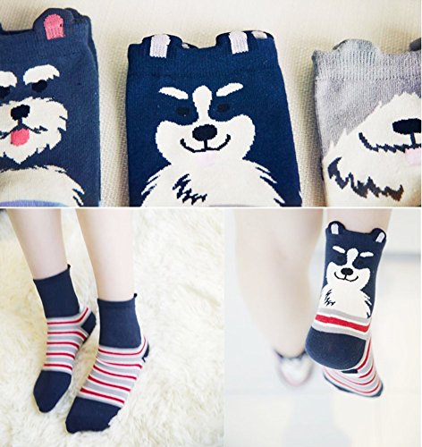 Chalier 5 Pairs Womens Cute Animal Socks Colorful Funny Casual Cotton Crew Socks, Style 05, One Size