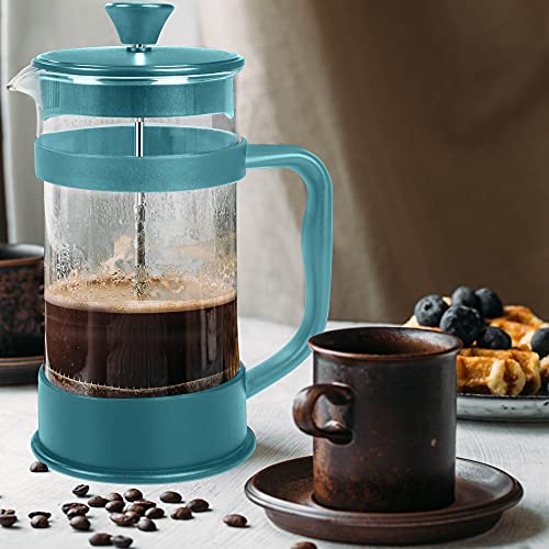 Utopia Kitchen 12 Ounce 0.35 Liter French Press Coffee Maker, Tea Maker, Travel Coffee Presses, Heat Resistant Thickened Borosilicate Coffee Pot for Camping Travel Gifts, Aqua Pack of 1