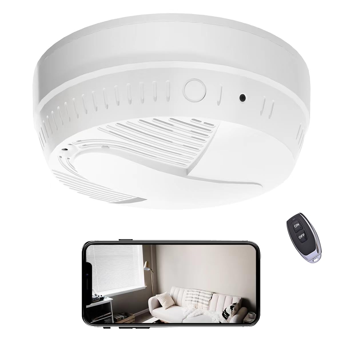 LIZVIE Smoke Detector Camera 1080P HD Pets Security Camera Support Motion Detection, Ceiling Mount, and Remote Control App