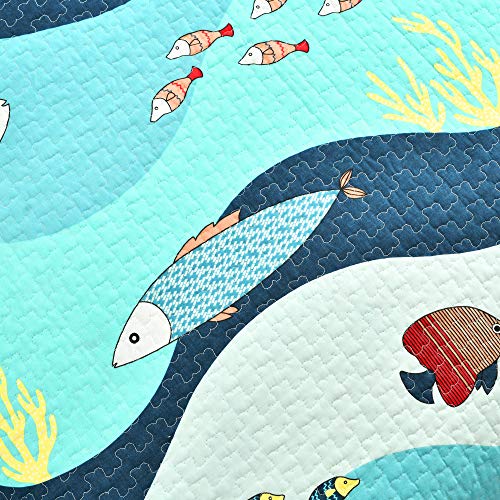 Lush Decor Sealife 2-Piece Quilt Set, Twin, Blue