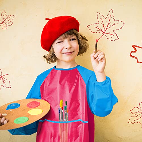 12Pcs Kids Art Smocks Toddler Smocks Waterproof Smocks for Kids Painting Colorful Children Aprons Artist Painting Smocks Long Sleeves With 3 Roomy Pockets for Kids Painting Supplies, Age 3-7 Years