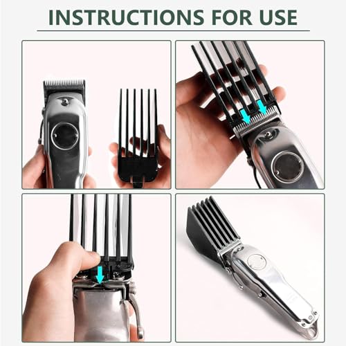 3 Inch Hair Clipper Combs Guides, Hair Clipper Guards 1 & 1/4" 1 & 1/2" 2", Mega NO.16 NO.12 NO.10 fits for most Wahl Clippers (Black, 8pcs Mega Set)
