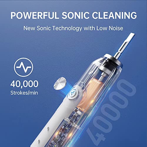 JTF Electric Toothbrush for Adults - Rechargeable Sonic Toothbrush with 6 Brush Heads & Travel Case, Deep Clean 5 Modes, Power Electric Toothbrush with Smart Timer, Black