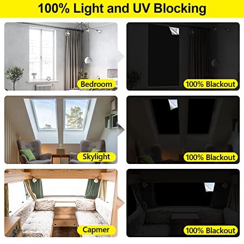 FADOTY 100% Blackout Window Cover 40" x 57" Travel Blackout Window Shades Portable Blackout Shades for Nursery Bedroom Dorm Room, No Drill Window Privacy Film, Light & UV Block for House