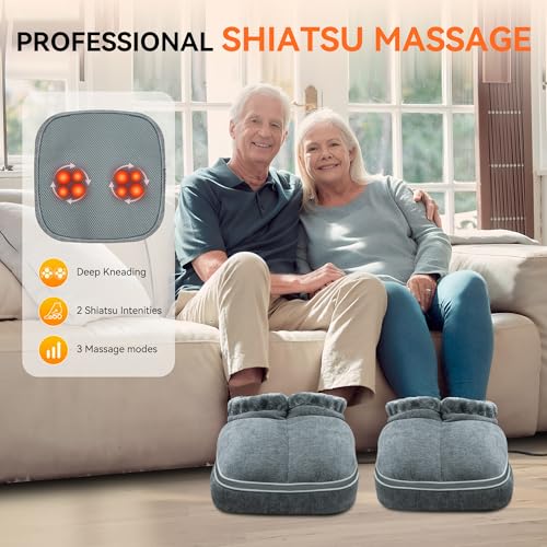 Snailax Shiatsu Foot Massager with Heat, Electrick Foot Massager Machine for Neuropathy, Plantar Fasciitis, Feet Warmers for Women,Men, Foot Heater Under Desk, Size 13