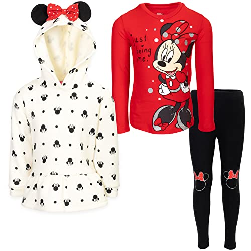 Disney Minnie Mouse Infant Baby Girls Pullover Fleece Hoodie T-Shirt and Leggings 3 Piece Outfit 18 Months