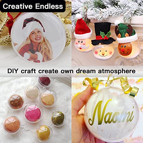 Jishi 10pk Clear Plastic Christmas Ornaments for Crafts Fillable DIY Christmas Ornaments Balls 60mm Acrylic Ornaments for Christmas Tree Decorations, Hanging Christmas Decorations Home Decor Supplies