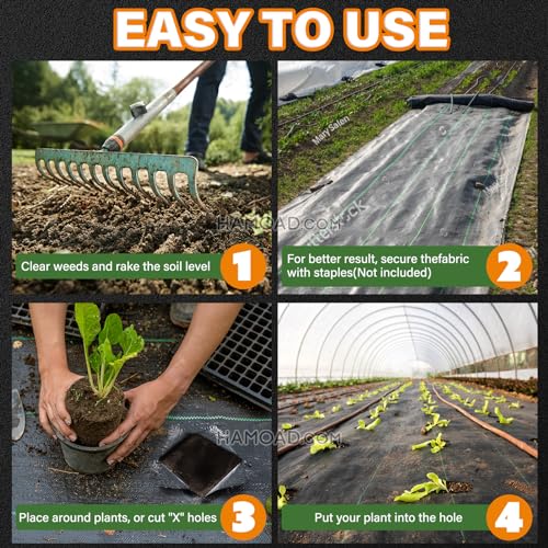 Winisok Garden Weed Barrier Landscape Fabric 2FT x 50FT, Premium Weed Control Garden Cloth, Durable Woven Geotextile Fabric, Mulch Breathable Ground Cover for Landscaping Weed Blocker Garden Bed