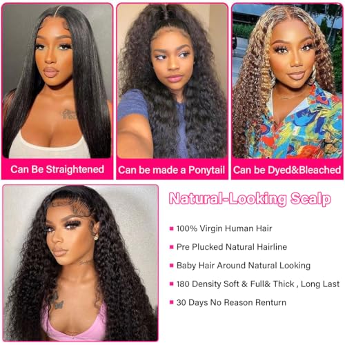 htsly Highlight Ombre Lace Front Wig Human Hair Pre Plucked 13x6 HD Honey Blonde Water Wave Lace Front Wigs for Black Women 4/27 Colored Wet Wavy Deep Curly Glueless Frontal Wigs Human Hair 32inch