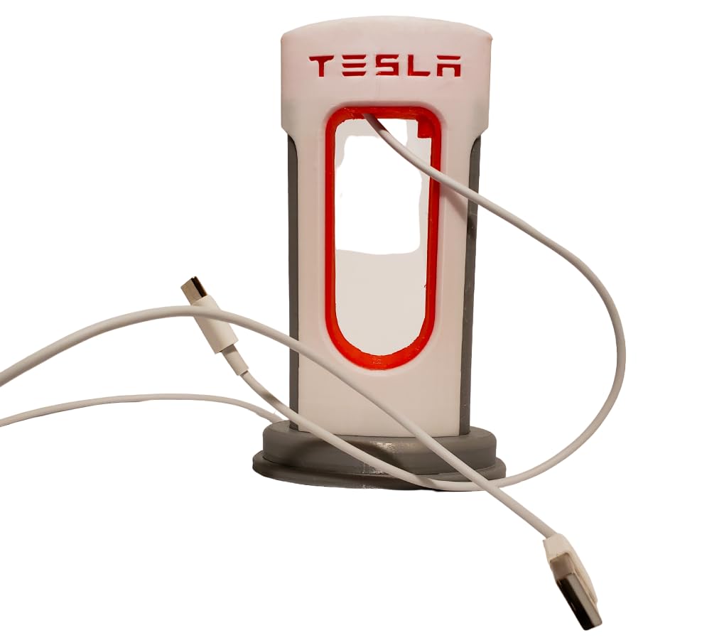 REZA MANUFACTURING Tesla Desktop Supercharger Replica Charging Station, Preassembled Supercharger Station - USB-C for Android and iPhone (USB-C Cable Included) for Tesla Enthusiasts (Made in USA)