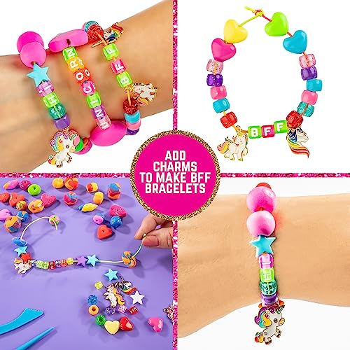 GirlZone Unicorn Charms and Clay Bracelet Kit, Bracelet Making Kit for Girls with Unicorn Charms, Air Dry Clay, Gift Idea & Charm Bracelet Making Kit