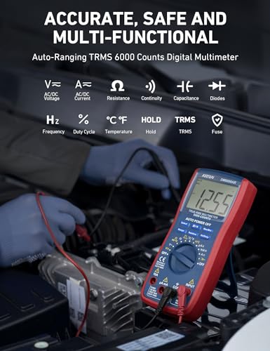 AstroAI Digital Multimeter and Analyzer TRMS 6000 Counts Volt Meter Ohmmeter Auto-Ranging Tester; Accurately Measures Voltage Current Resistance Diodes Continuity Duty-Cycle Capacitance Temperature