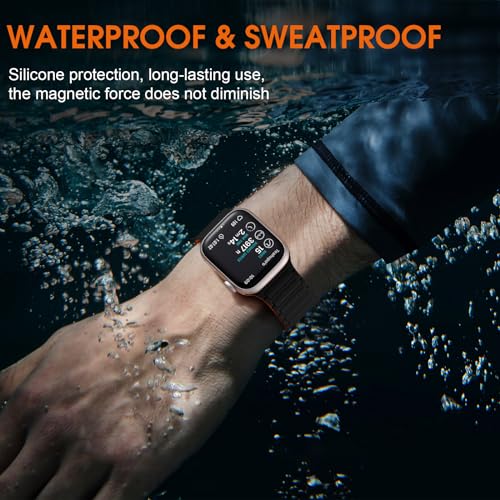 Witzon Magnetic Band Compatible with Apple Watch 40mm 41mm 38mm 42mm 46mm 45mm 44mm Bands for Women Men, Sport Silicone Strap Strong Magnet Link Wristband for iWatch Series 10 9 8 7 6 5 4 3 SE Ultra 2