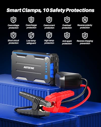 AUTOONE Car Battery Jump Starter, 2500A Peak Current Jump Start Battery Pack for Car Up to 8.0L Gas and 7.0L Diesel Engine Jump Box with USB Output and LED Light