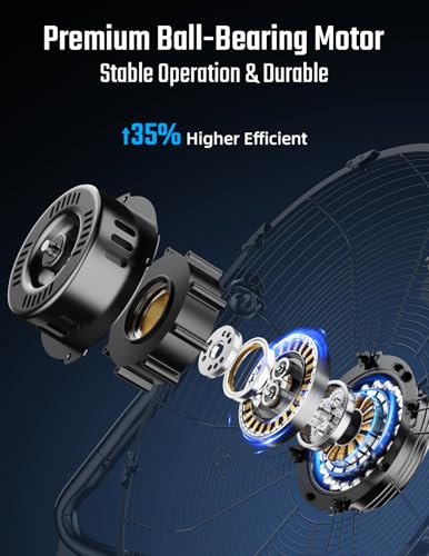 Simple Deluxe 12 Inch 3-Speed High Velocity Heavy Duty Metal Industrial Floor Fans Oscillating Quiet for Home, Commercial, Residential, and Greenhouse Use, Outdoor/Indoor, Black