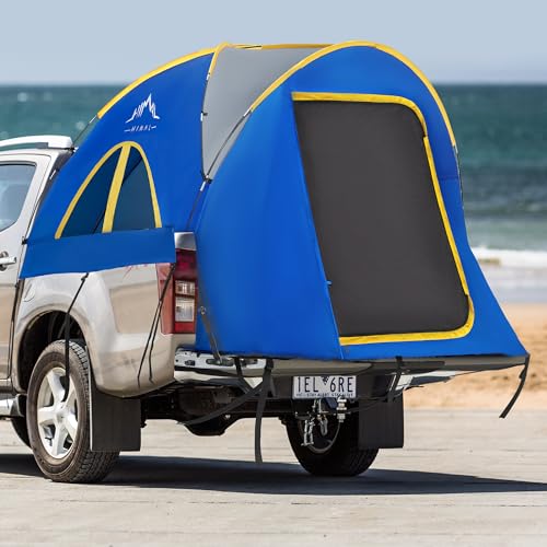 GoHimal Pickup Truck Tent, Waterproof PU2000mm Double Layer for 5.5-6.0 FT Truck Bed, Portable Truck Bed Tent for Camping, Blue