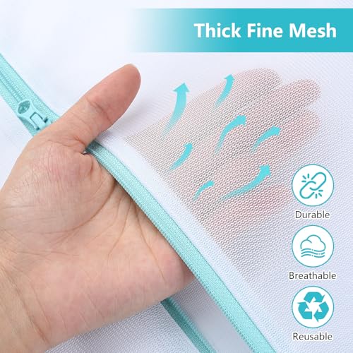 OTraki Mesh Laundry Bag for Delicates, 24 x 32 inch Large Mesh Delicates Bag for Washing Machine, Zippered Net Laundry Bag for Sweater Bed Sheet Blanket Toy Travel Camping College Dorm Organizer