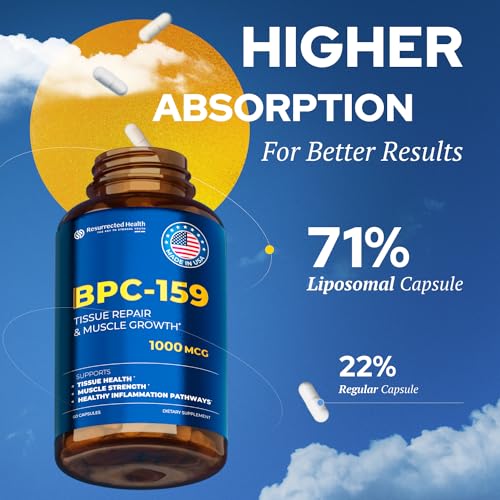 Ressurected Health BPC 157 Alternative - High Potency BPC-159 for Muscle & Workout Recovery - Research Proven Quality - 60 Capsules, 1000 mcg