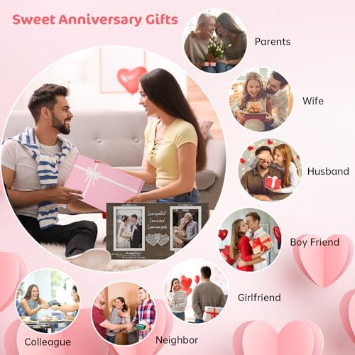 Then and Now Anniversary Picture Frame, 1-99 Years Wedding Gift Ideas, Engagement Bridal Shower Gifts, 25th Anniversary Wood Double Photo Frame for Couple, 4x6 Inches Photos