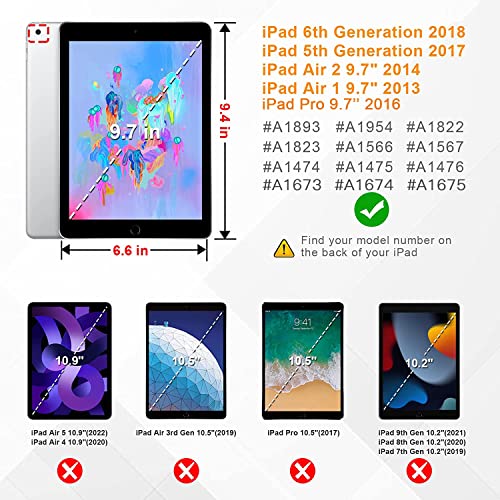 ZoneFoker Case for iPad 6th/5th Generation (9.7 Inch, 2018/2017 Model),iPad Air 2 / 1st Case, iPad Pro 9.7 Case 2016,Heavy Duty Shockproof Rugged Protective Case for iPad 9.7 Inch,Rose Gold