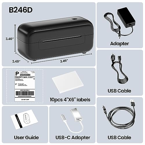 Phomemo USB Thermal Shipping Label Printer, 4x6 Desktop Thermal Label Printer for Shipping Packages/Small Business/Office/Home, Widely Used for Amazon, Ebay, Shopify, Etsy, UPS, FedEx - Black