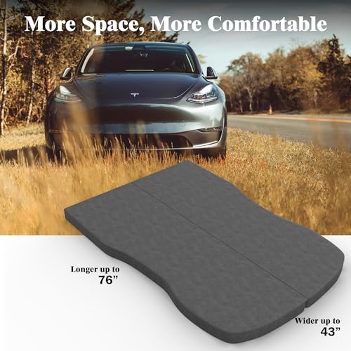 Ferlizer 4" Memory Foam Camping Mattress for Tesla Model Y, 76" x 43" CertiPUR-US Foam Car Bed Mattress, Dark Grey