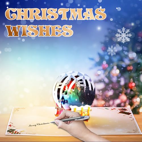 APOTODITO Pop Up Christmas Cards with Santa Claus Playing Guitar, Christmas Gifts with Music and Light, 3d Musical Greeting Card for Christmas Holiday New Year, Christmas Gift for Kids Family