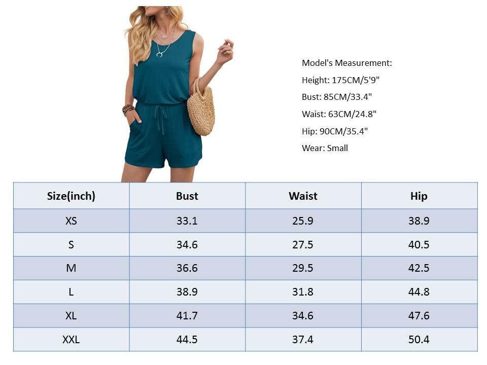 DouBCQ Womens Summer Casual Sleeveless Loose Jumpsuits Romper with Pockets (White Flower Black,Small)