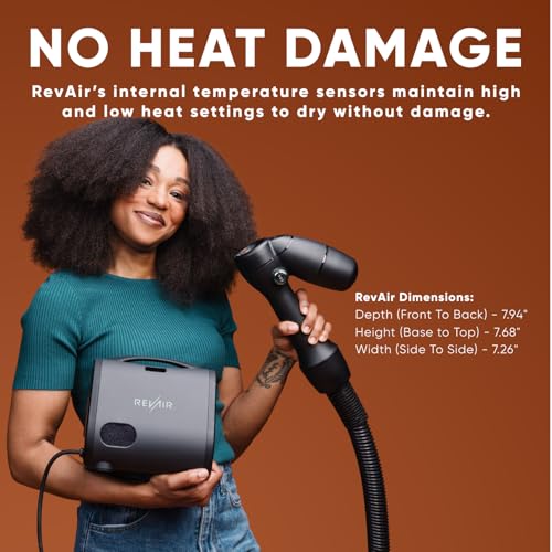 RevAir Reverse-Air Hair Dryer - Innovative Quick-Drying Hair Dryer for Curly, Wavy & Straight Hair - Revolutionary Reverse Blow Dryer for All Hair Types -Hairdryer to Reduce Heat Damage & Styling Time