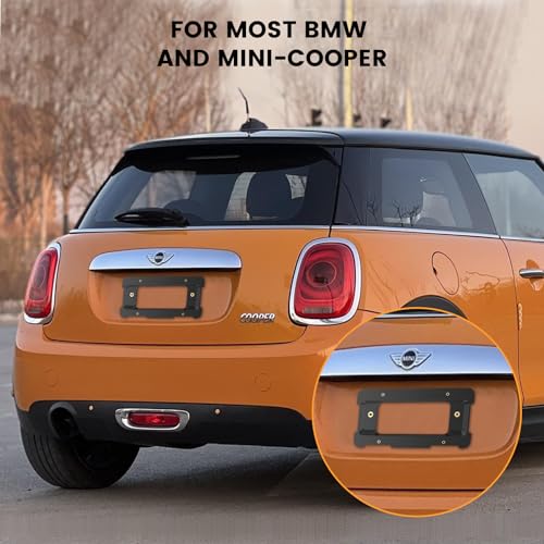 Rear License Plate Frame Bracket Holder Mount for 2005-2023 BMW 1/2/ 3/5 / 6/ X Series, 328i 323i 528i M3, 2002-2019 Mini Cooper 51187160607 511882380615 51188238061 Screws