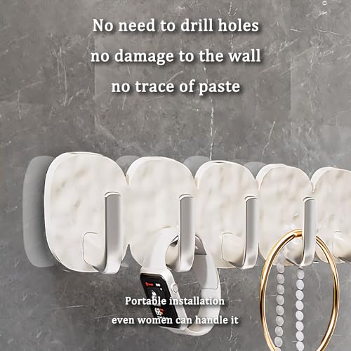 Klmfatsig Wall Hanging Hooks, Glacier Pattern Hook, with 6 Metal Hooks, 13 -inch Entryway Hooks, for Towels, Wallets, Bathroom mud bedrooms (Cream, 13in)