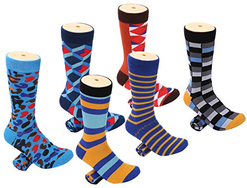 Mio Marino Men's Dress Socks - Colorful Funky Socks for Men - Smart Ensemble - 6 Pack - Sock Size: 10-13