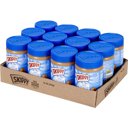 SKIPPY Peanut Butter Spread No Sugar Added, Chunky, 16 Ounce (Pack of 12)