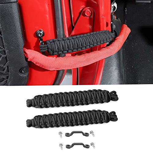 Hoolcar Paracord Door Limiting Straps Door Limiter Restrictor Door Snubber Compatible with 2007-2022 Jeep Wrangler JK JKU JL JLU 2/4 Doors, Interior Accessories, Black