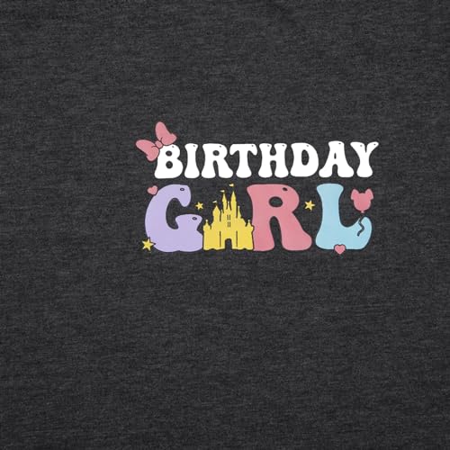 Birthday Shirt Women Magical Tshirt Cute Birthday Party Shirts Magic Kingdom Short Sleeve Tee Top Grey